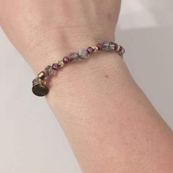 831 Erimish Purple Gold and Silver Faceted Beaded Bracelet - Picture 1 of 4
